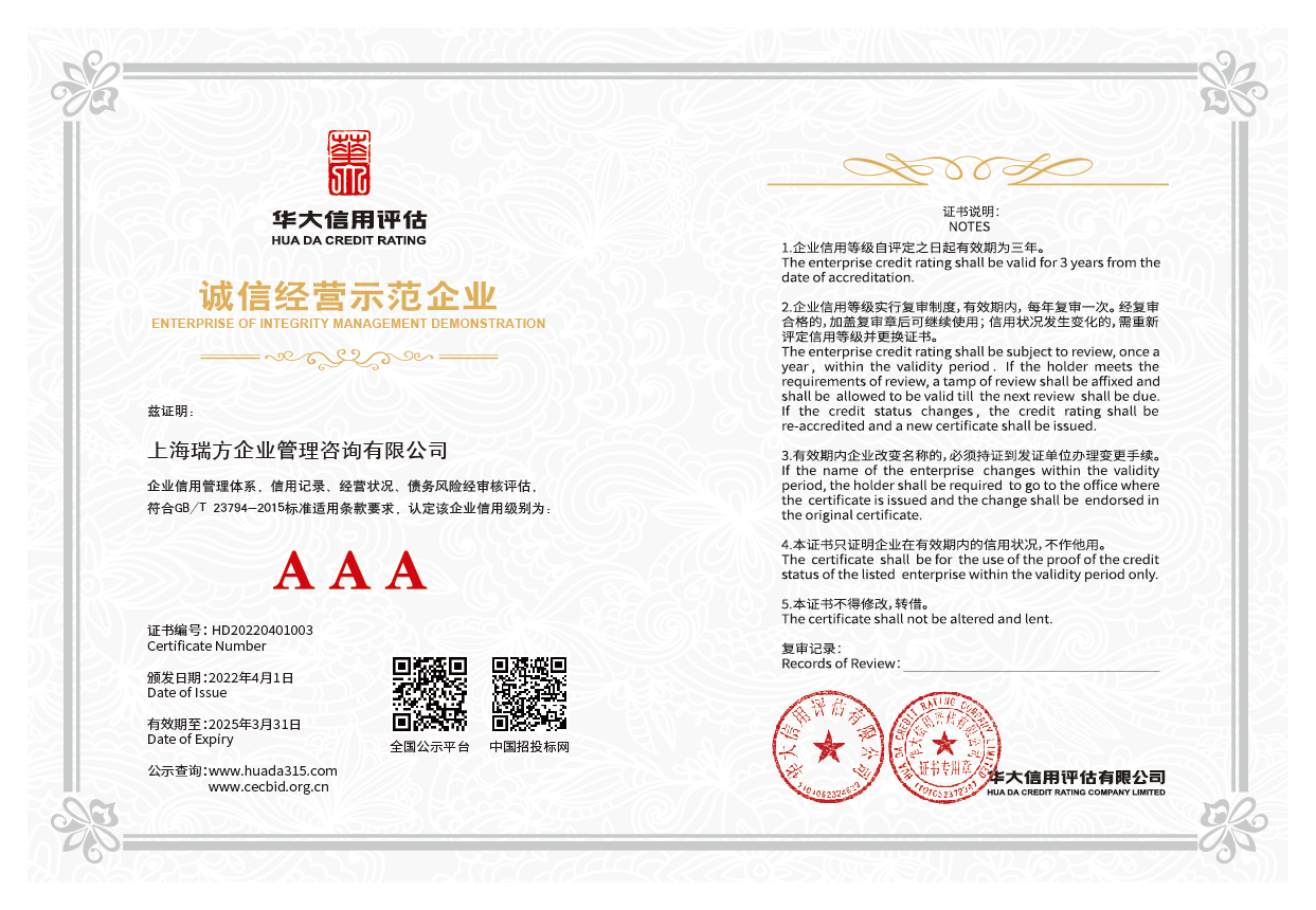 诚信经营示范企业